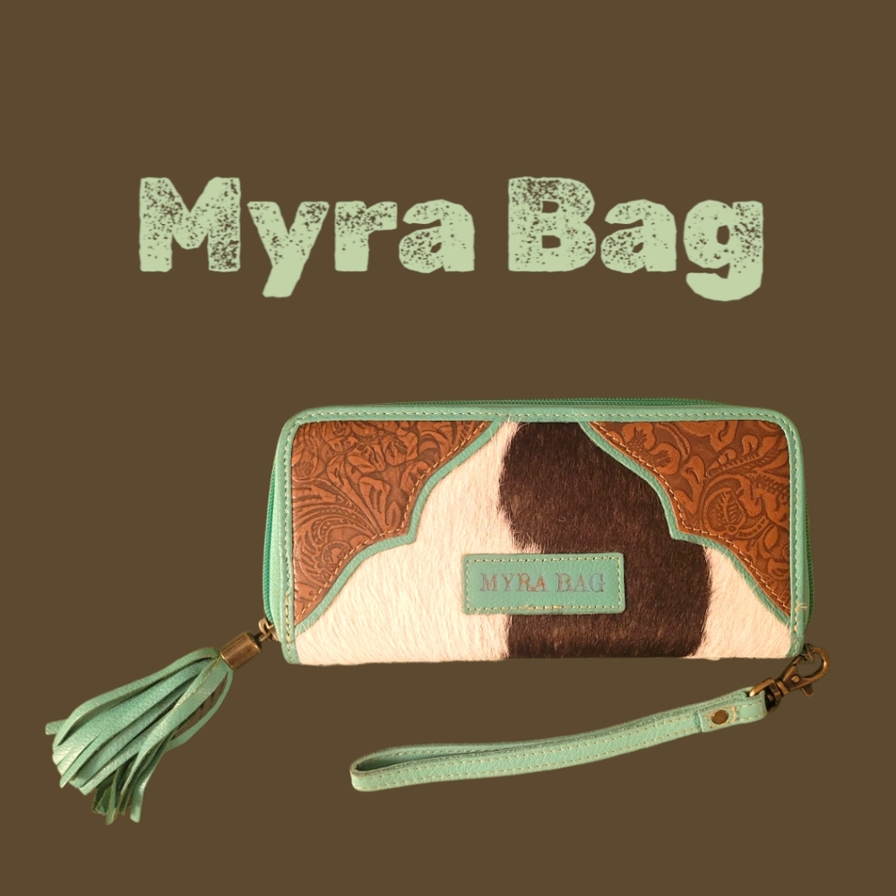Myra Bag - Tylersburg Clutch Wallet Hand-Tooled Western Cowhide